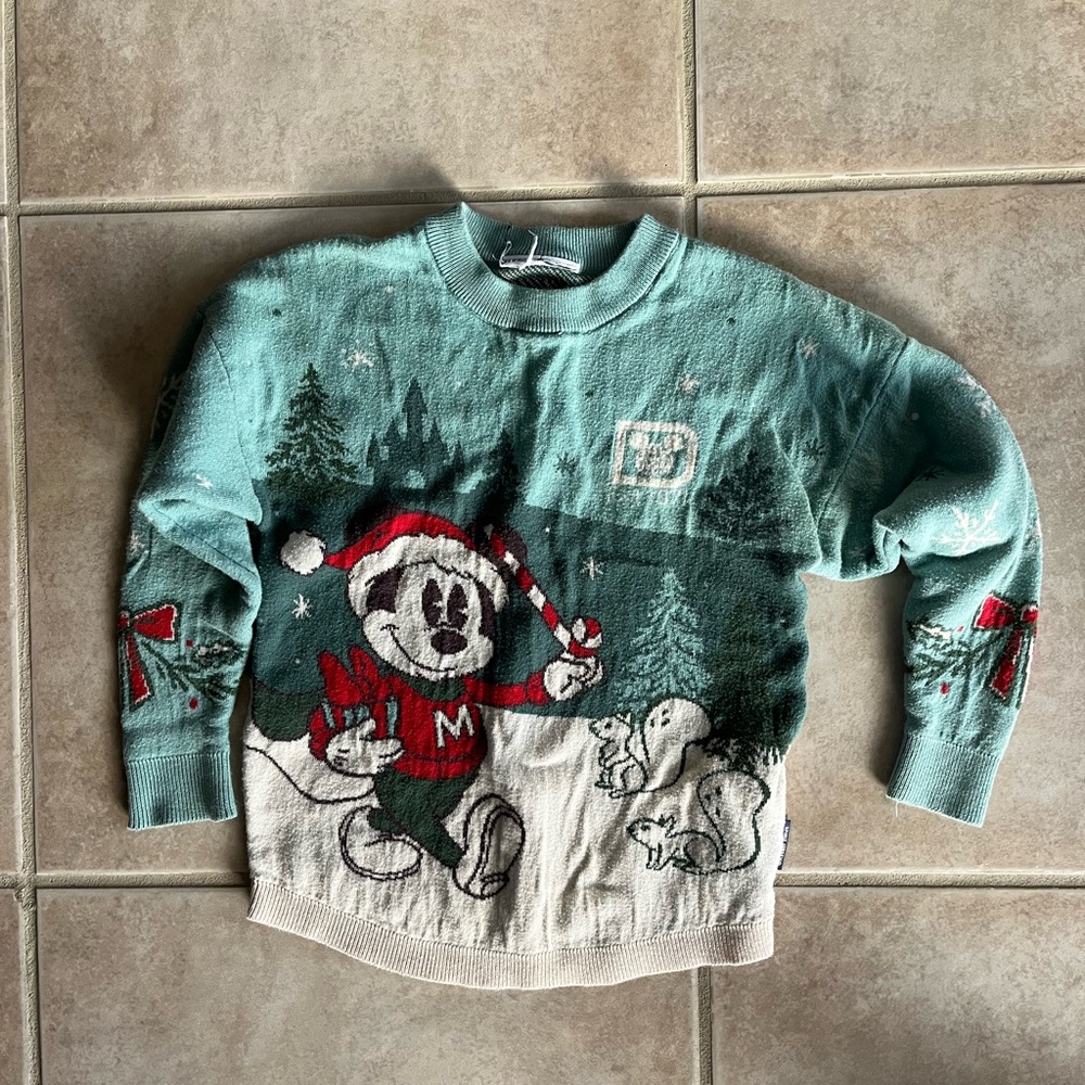 Disney Teal and Red Mickey Mouse Sweater